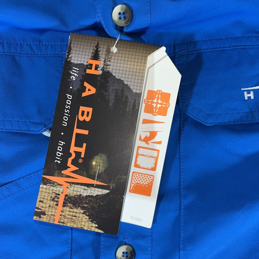 Habit River Guide Shirt Men's M Blue Short Sleeve Vented Solar Factor 40+ NWT - Picture 6 of 15